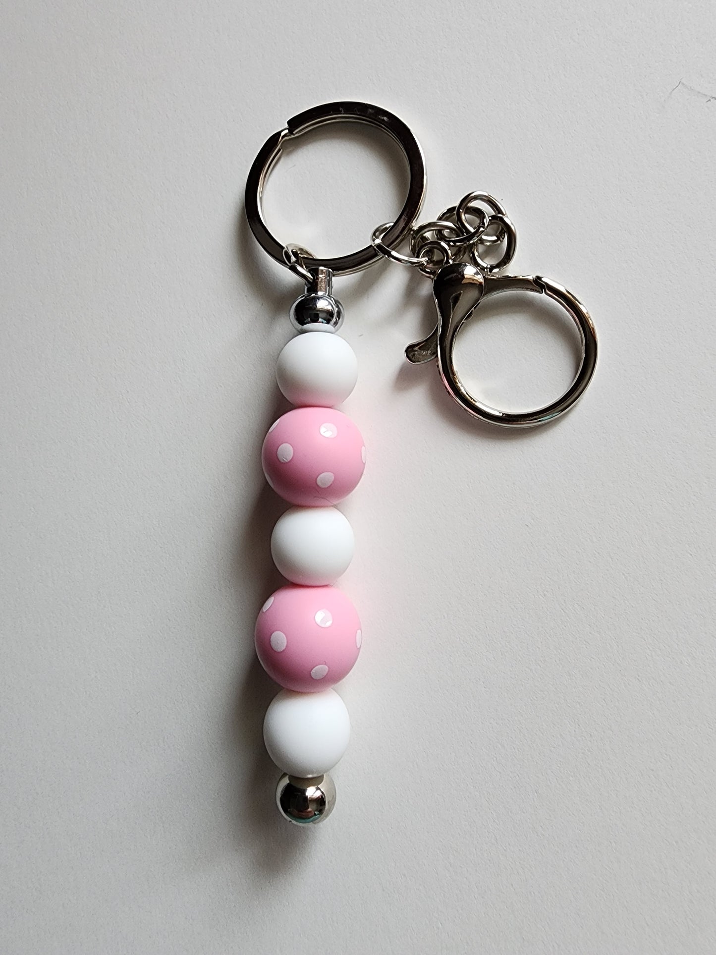 Double Pink Polka Dot Bar Keychain