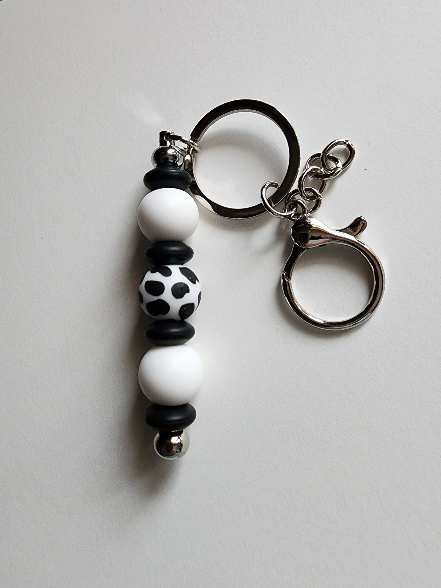 Cow with Black and White Bar Keychain
