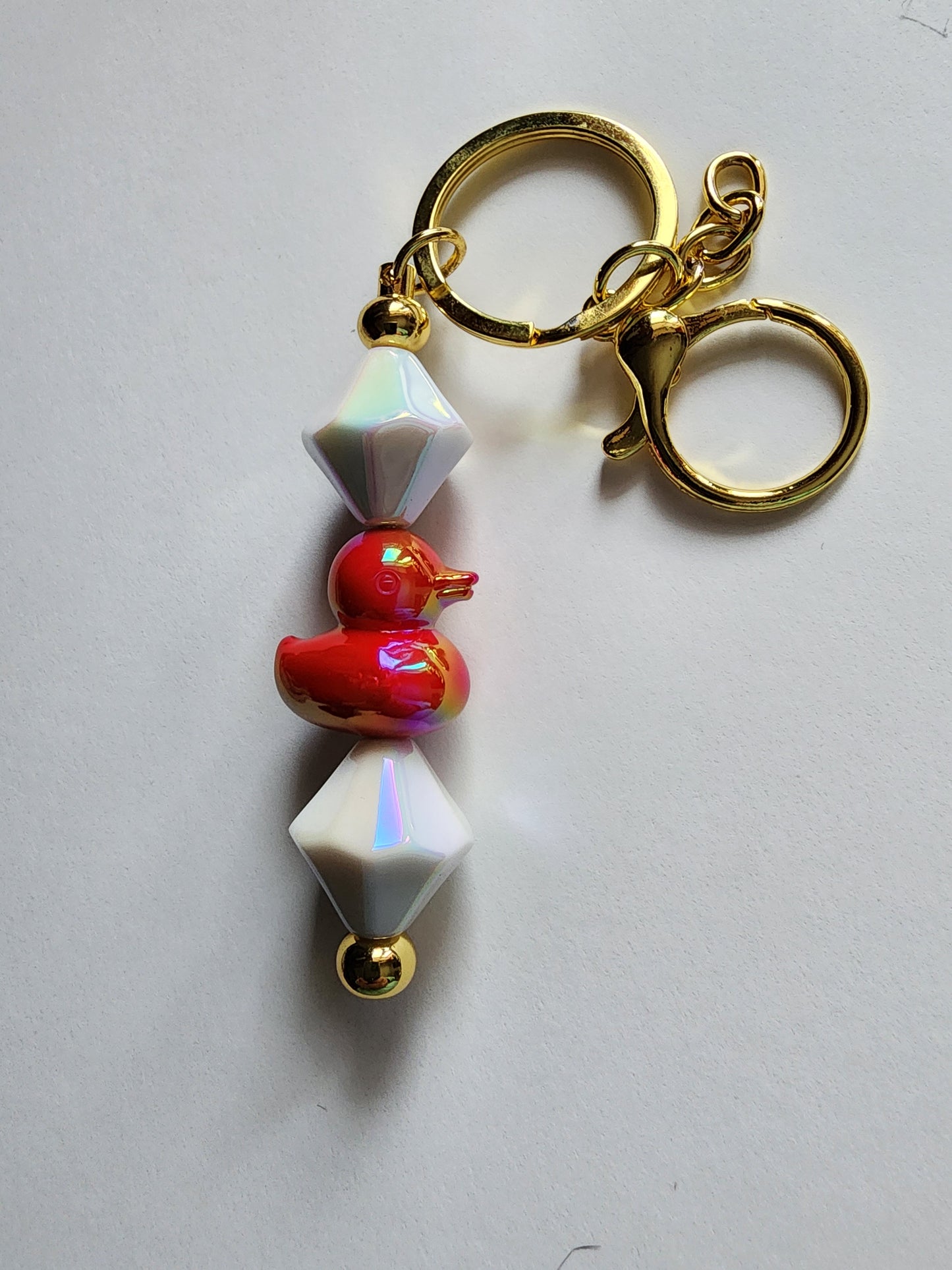 Iridescent Red Duck Bar Keychain