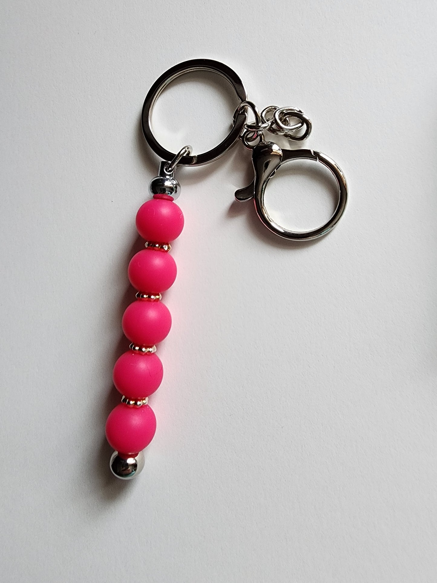 Hot Pink with Spacers Bar Keychain