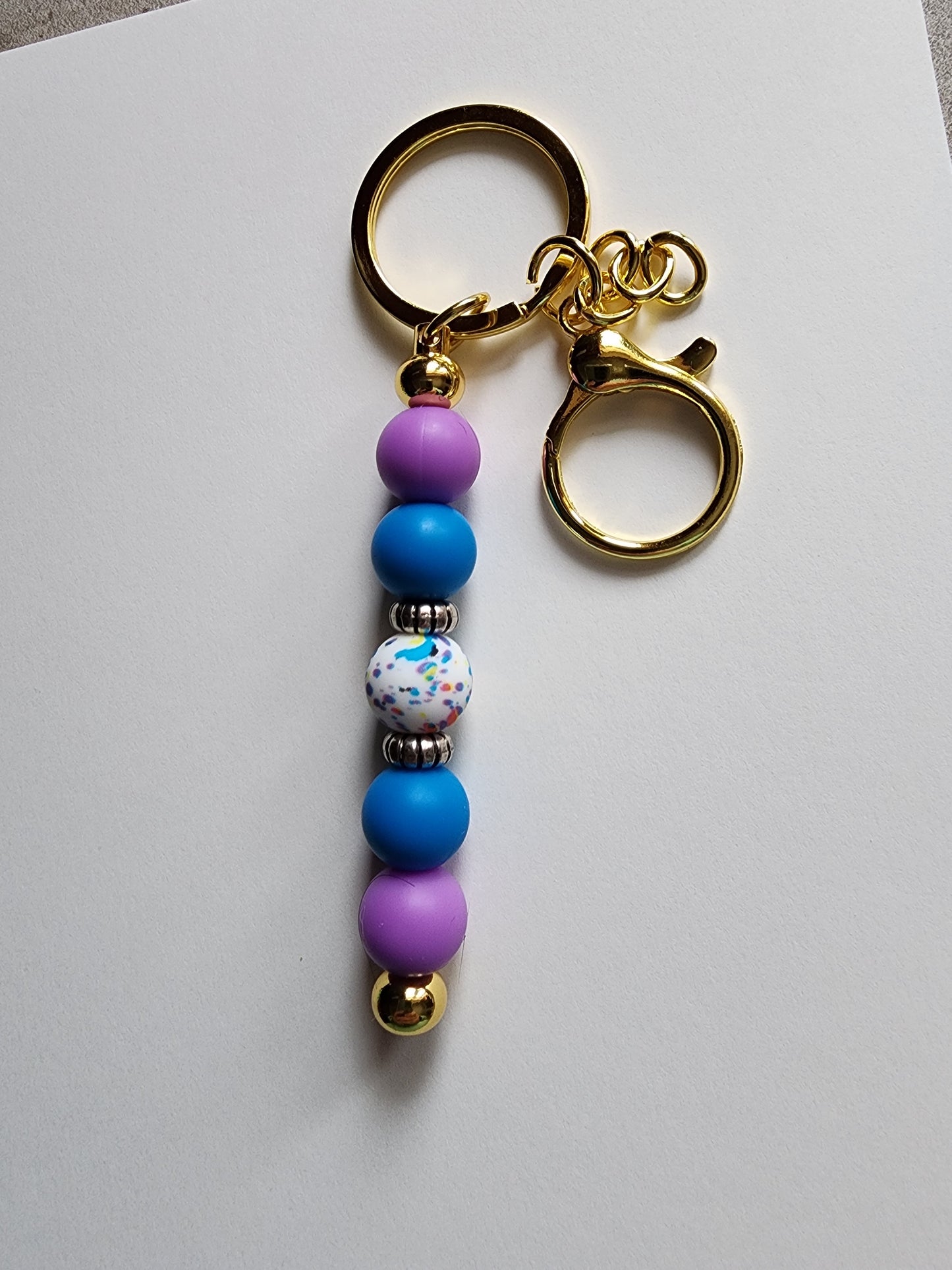 Purple and Blue with Speckled Bead Bar Keychain
