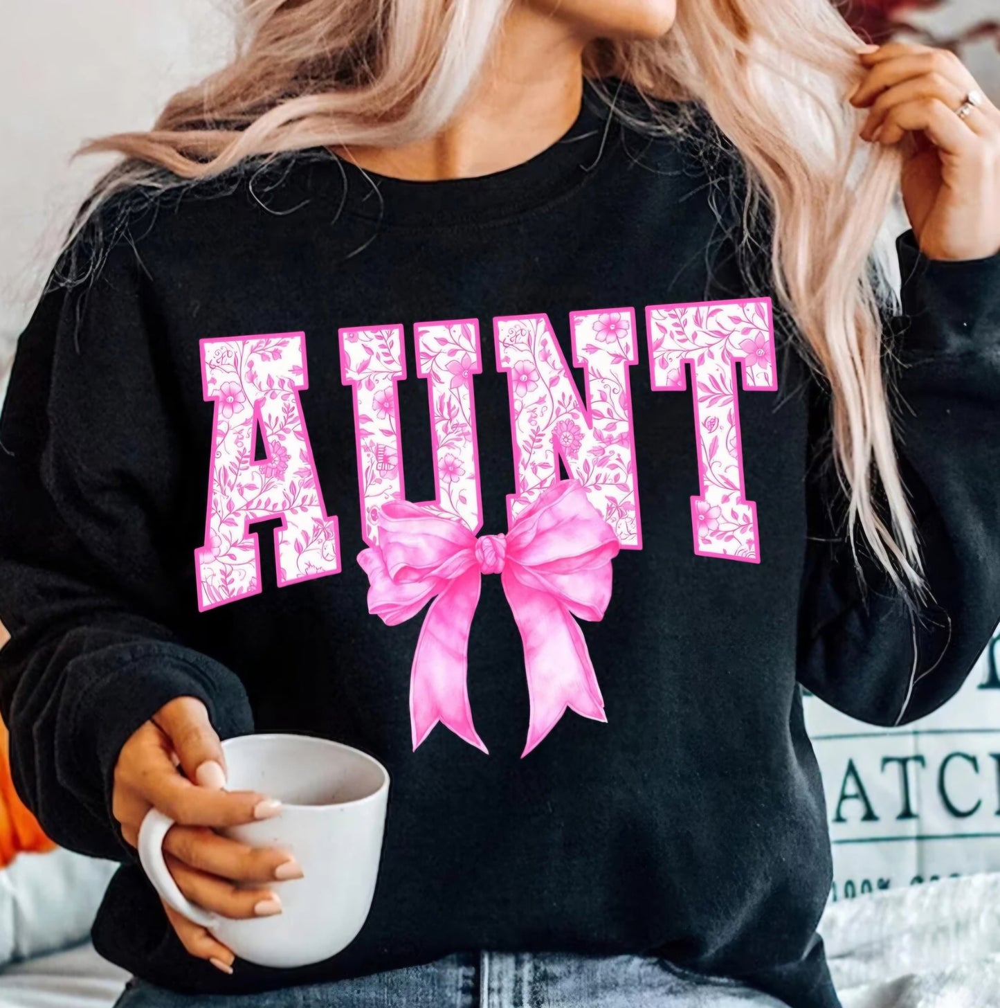 Lace Aunt with Pink Bow