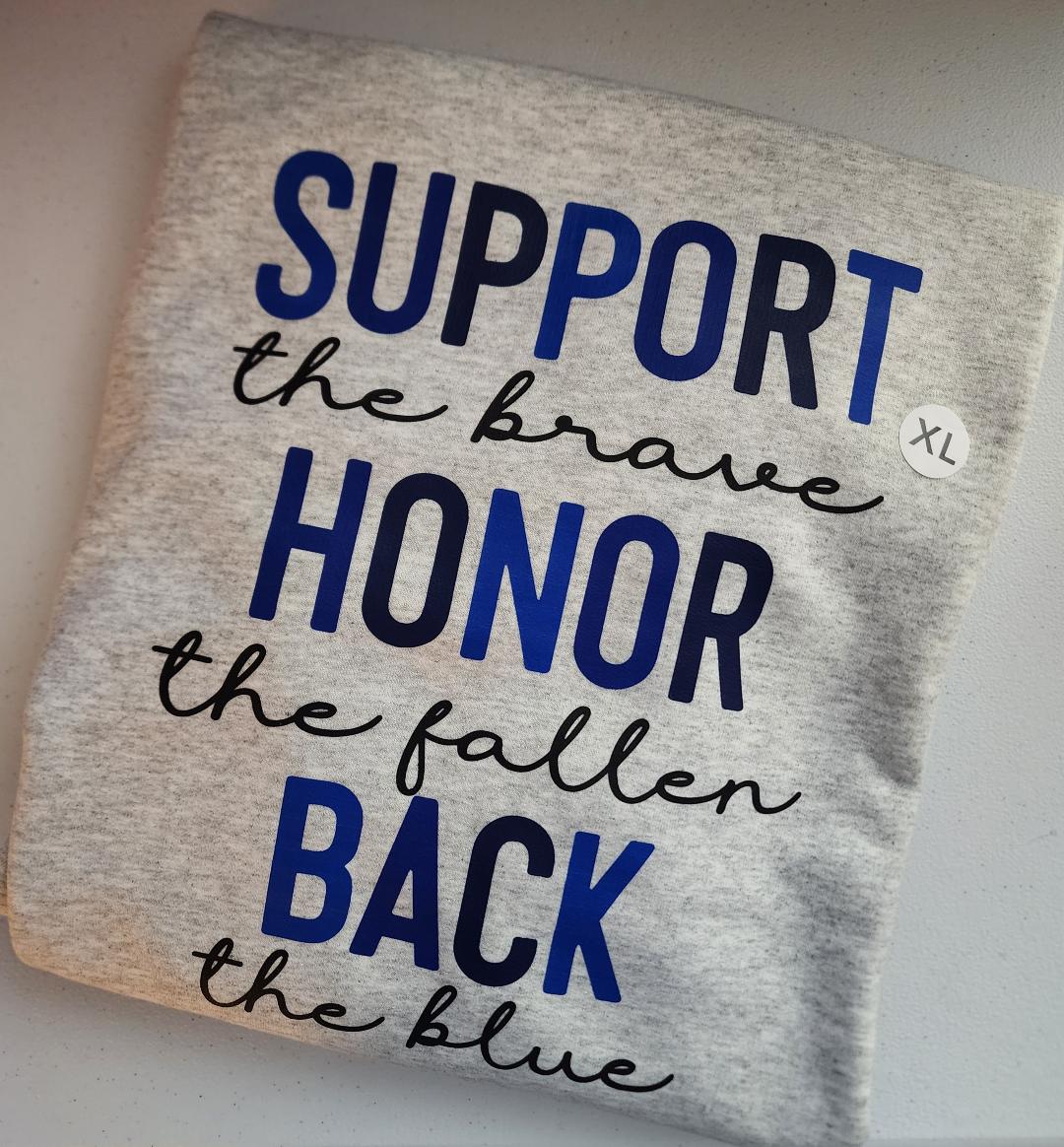Support Honor Back the Blue - XLarge