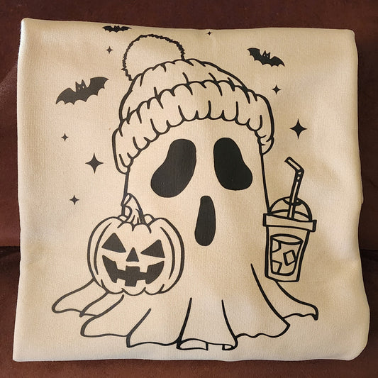 Ghost with Pumpkin | Natural Crewneck