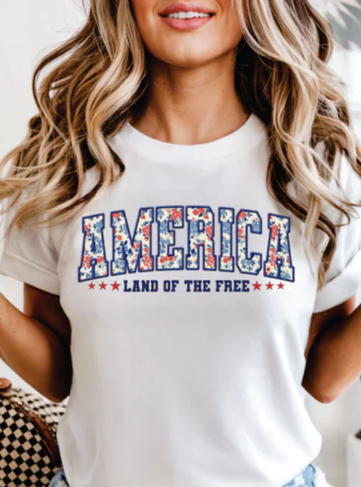 America -floral letters- Land of the Free