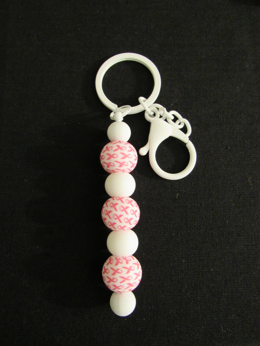 Pink Ribbon Bar Keychain