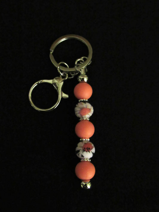 Red Flower Bar Keychain