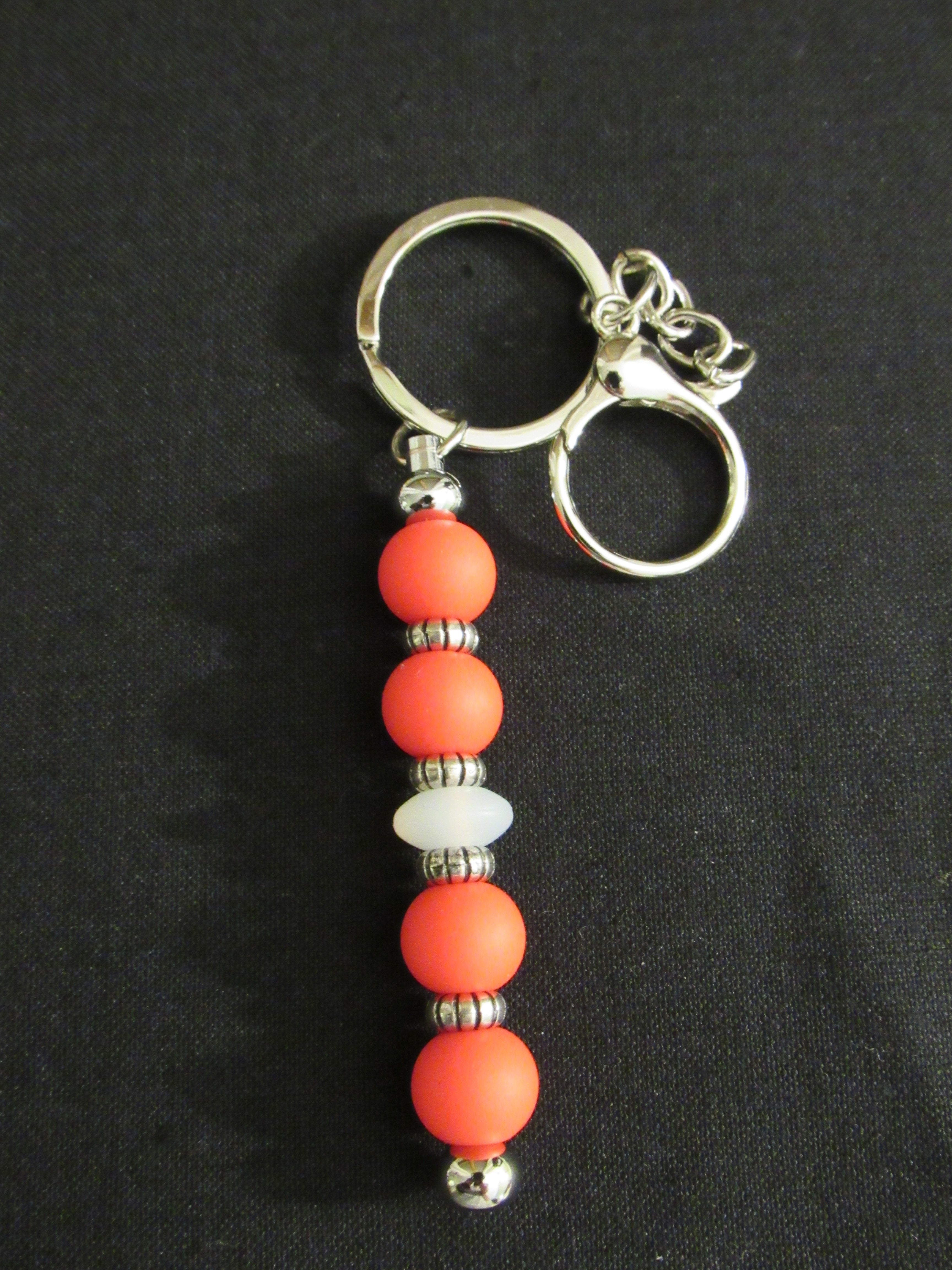 Red with White Lentil Bar Keychain โ Little Sweet P Creations