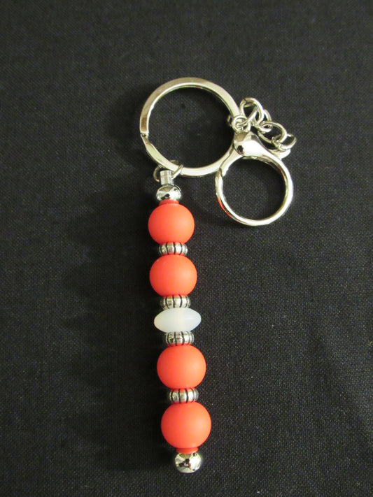 Red with White Lentil Bar Keychain