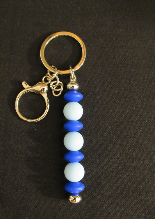 White with Blue Lentils Bar Keychain