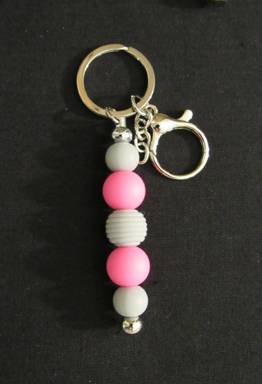 Gray and Pink Bar Keychain