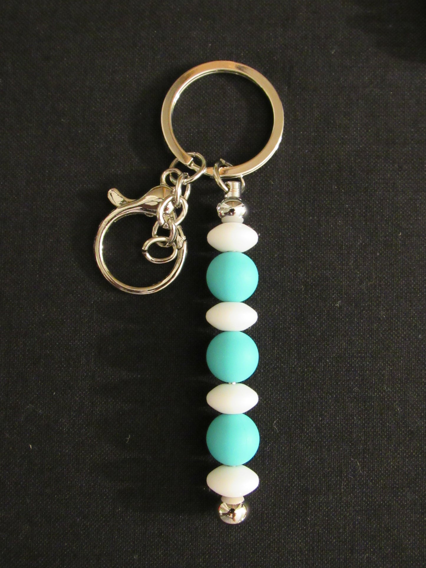 Teal and White Bar Keychain