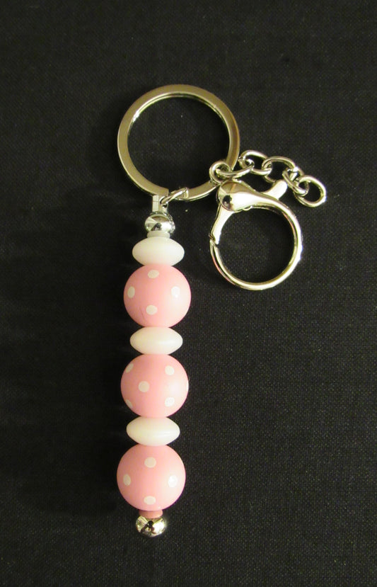 Pink Polka Dot Bar Keychain