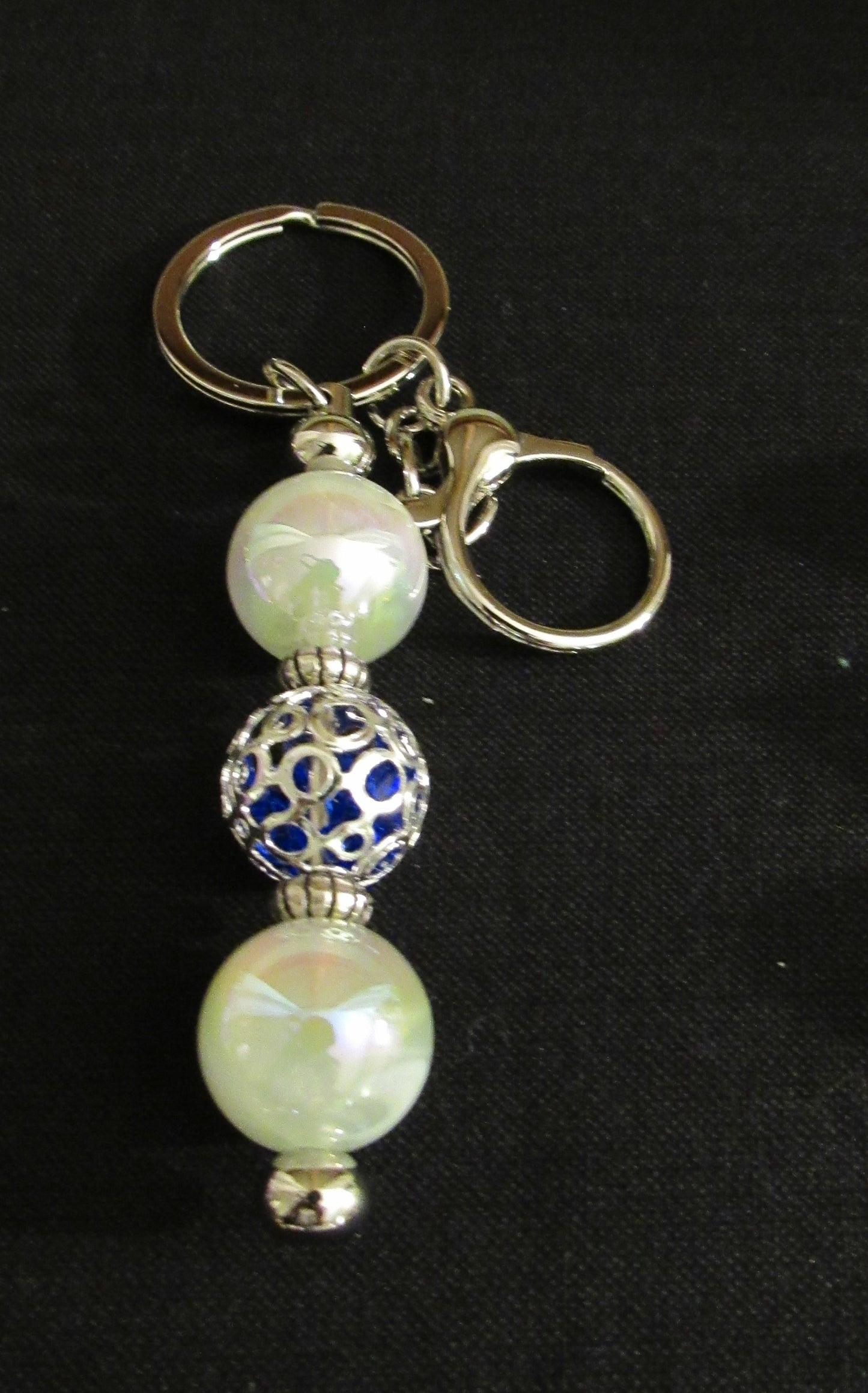 Blue Gemstones Bar Keychain