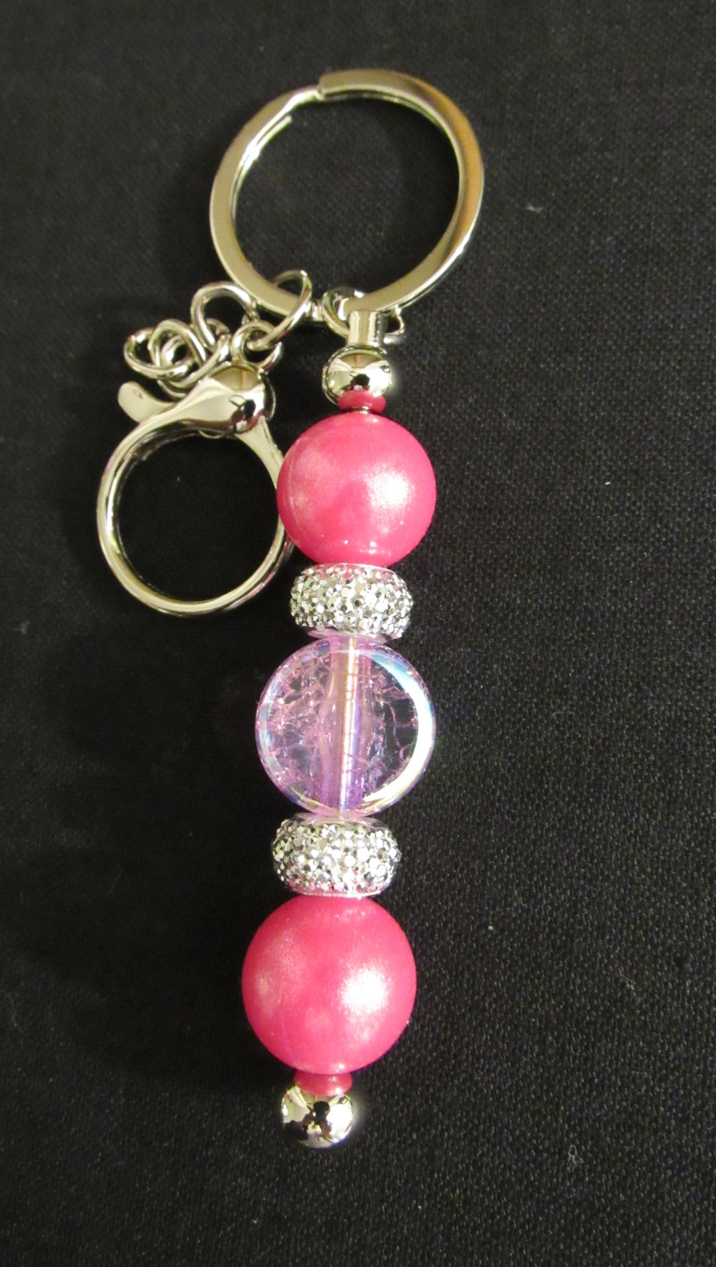 Pink Crackle Bar Keychain