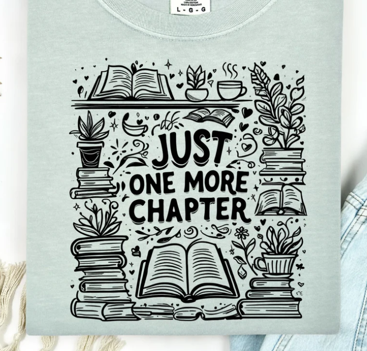 Just One More Chapter w/small shelf and books
