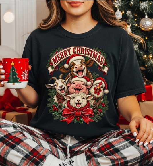 Merry Christmas Farm Animals