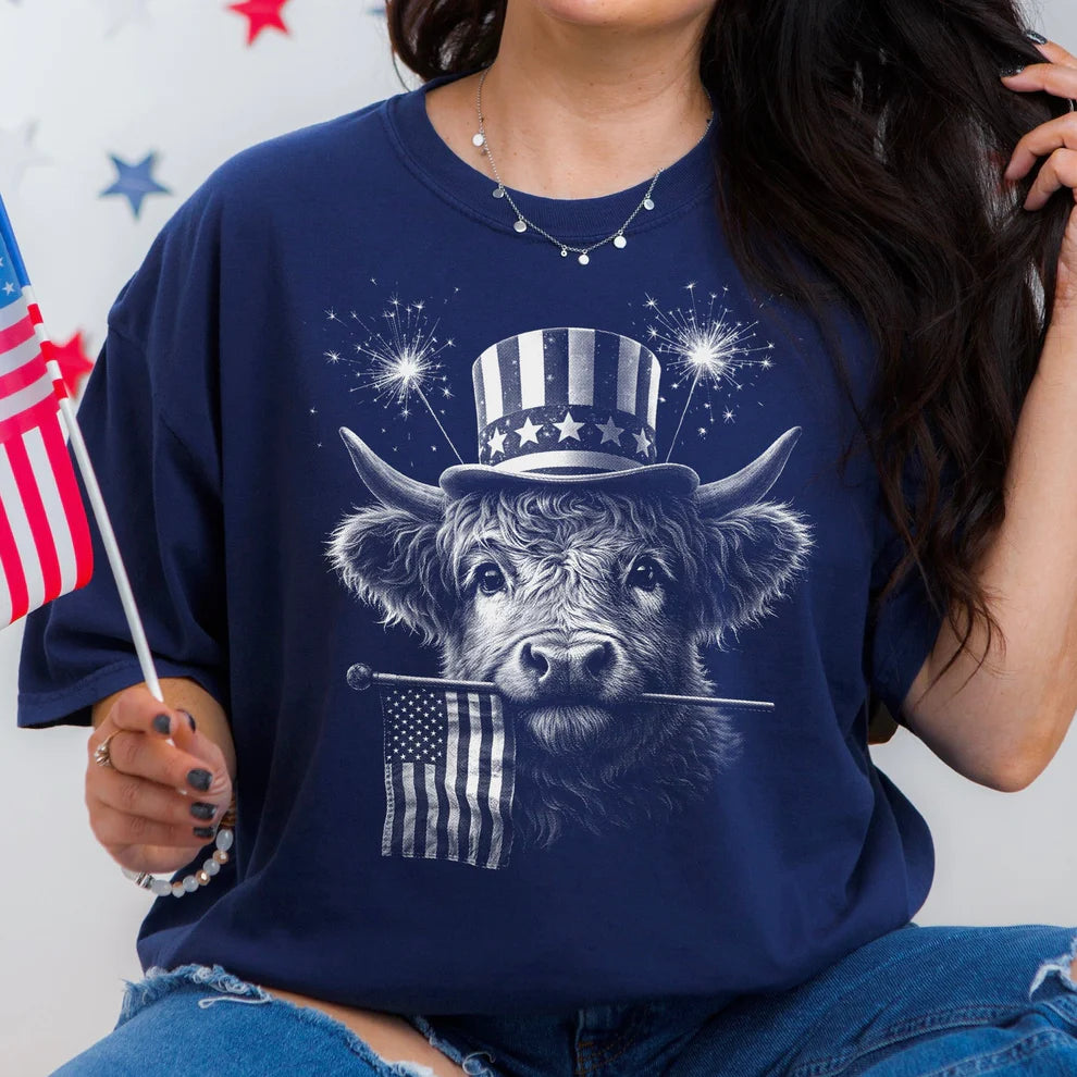 Patriotic Cow (white sketch)