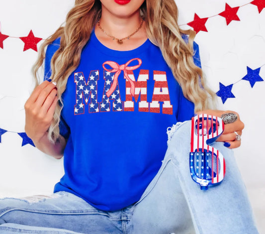 Flag Printed Mama with Bow