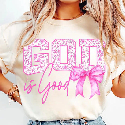 Lace God is Good with Pink Bow